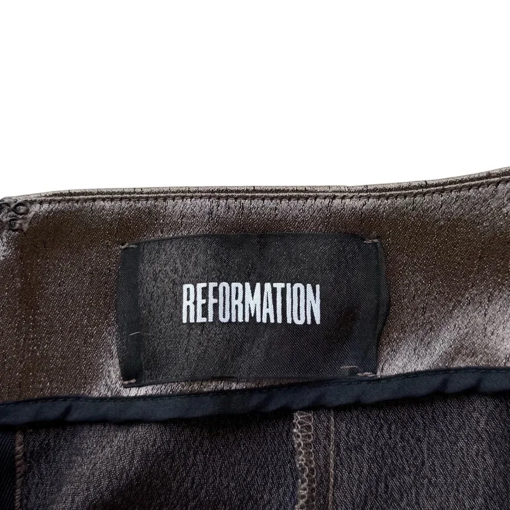 Reformation Metallic Bronze Ruffle Hem Mini Skirt Petite Size 4P